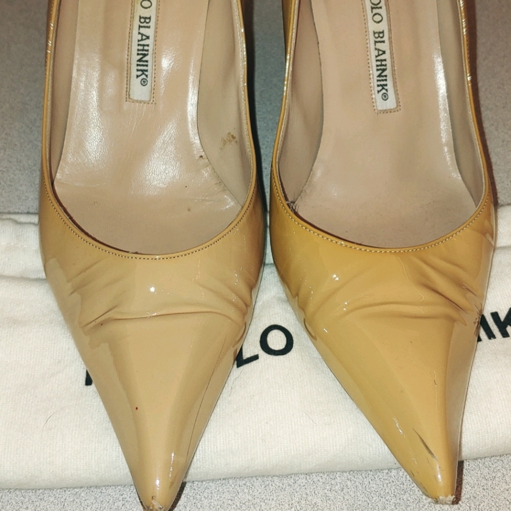 Manolo Blahnik 6.5M Patton Tan Heels
